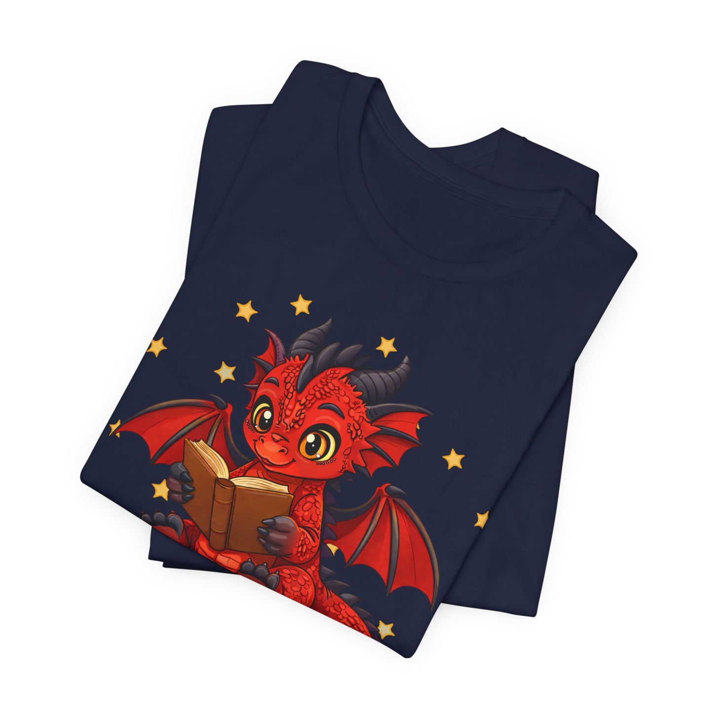 Crimson Ties Book Dragon Sitting on Books Graphic Tee