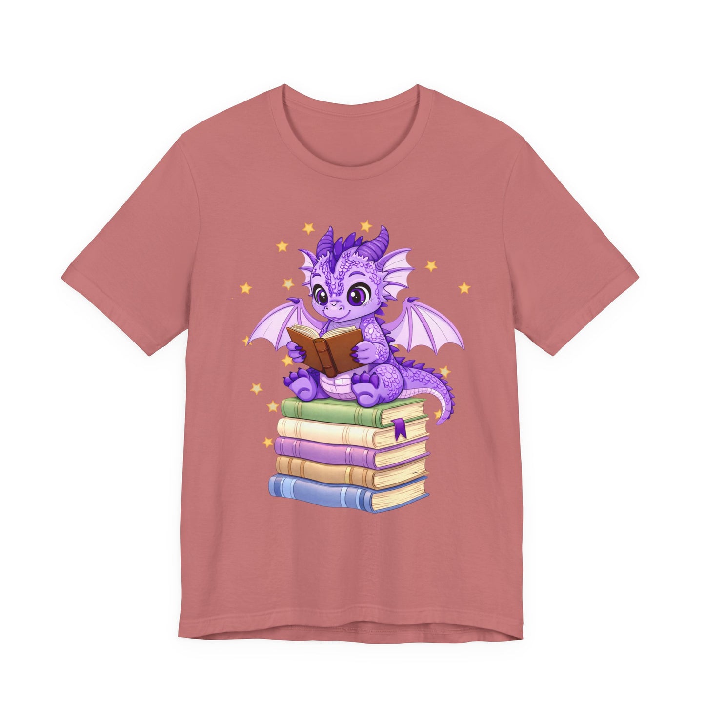 Fate Book Dragon Sitting on Books Graphic Tee