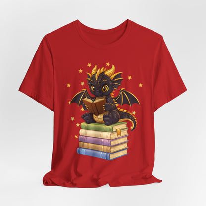 Dragon Rider Book Dragon Sitting on Books Graphic Tee