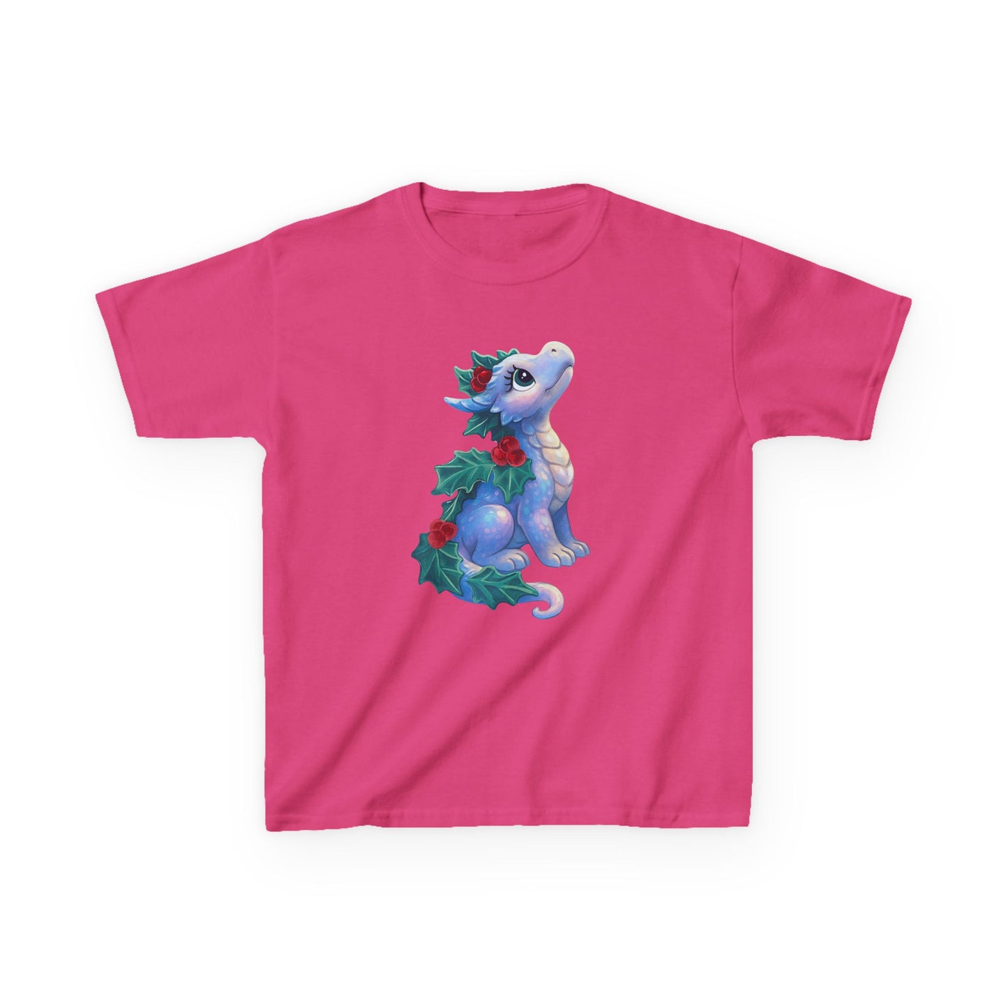 Kids Holiday Dragon Tee — Cute Festive Baby Dragon with Holly