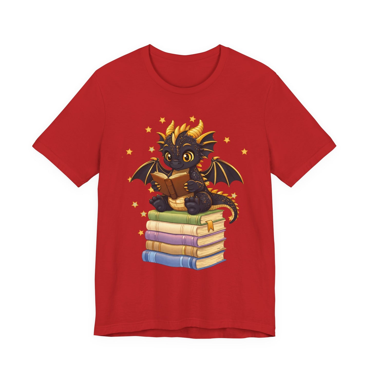 Dragon Rider Book Dragon Sitting on Books Graphic Tee