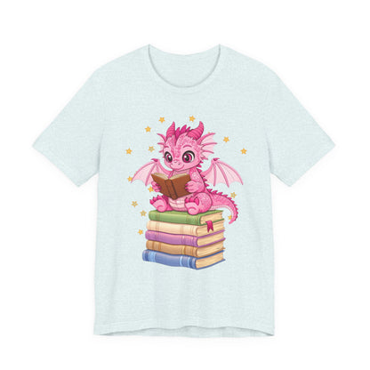 Love Book Dragon Sitting on Books Graphic Tee