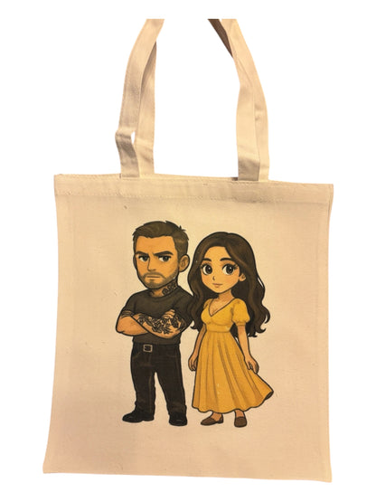 Small canvas Tote featuring double sided original print of a Wendy Owens Design