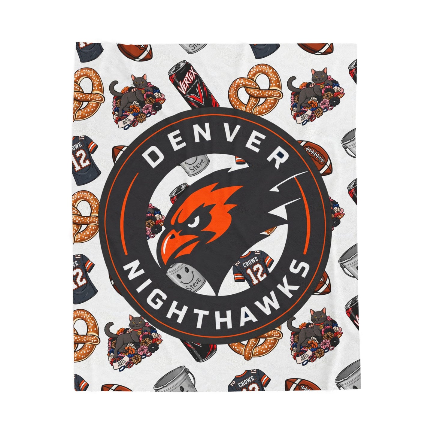 Denver Nighthawks Velveteen Plush Blanket — Cozy Team Logo Throw with Game-Day Icons