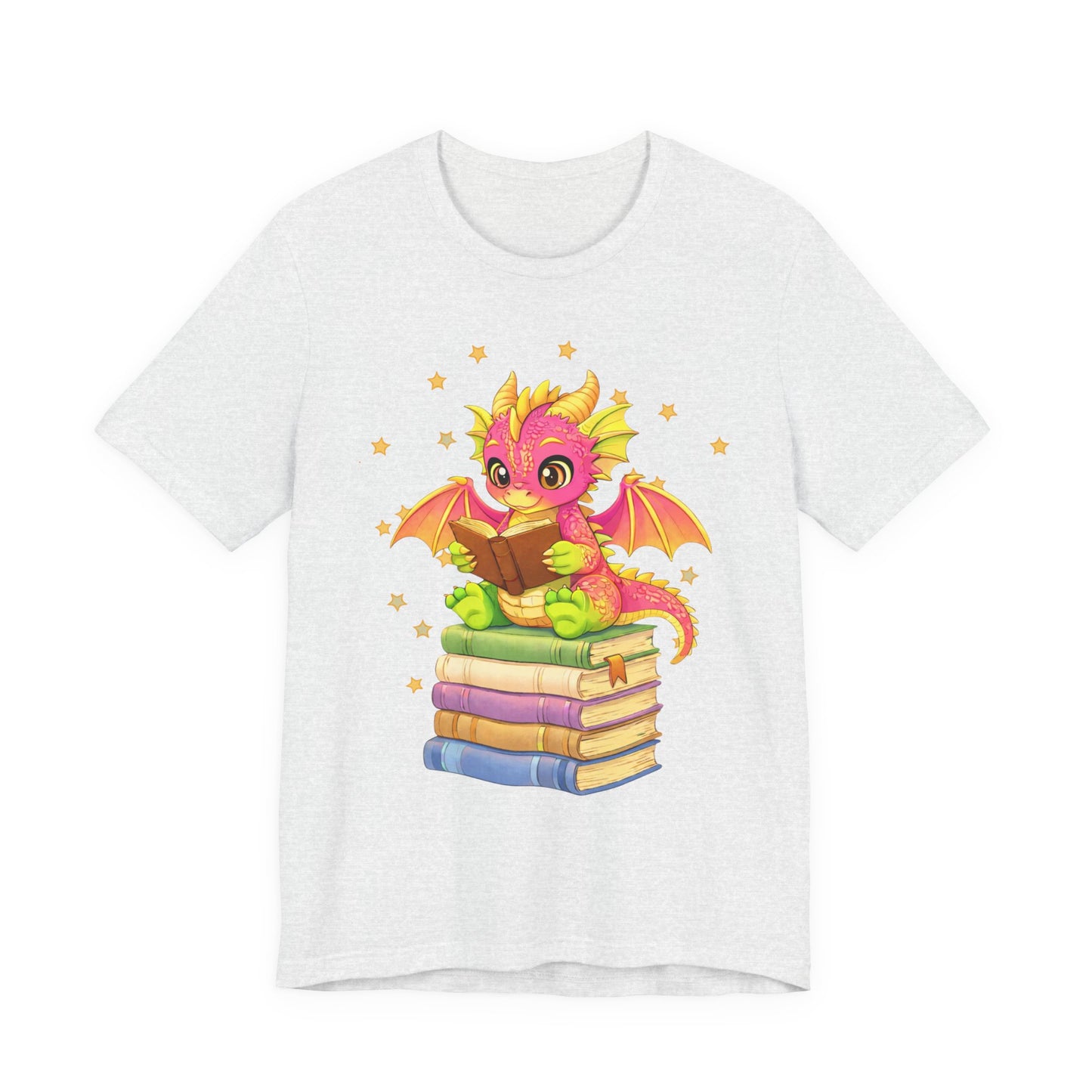 Dragon Rider Book Dragon Sitting on Books Graphic Tee