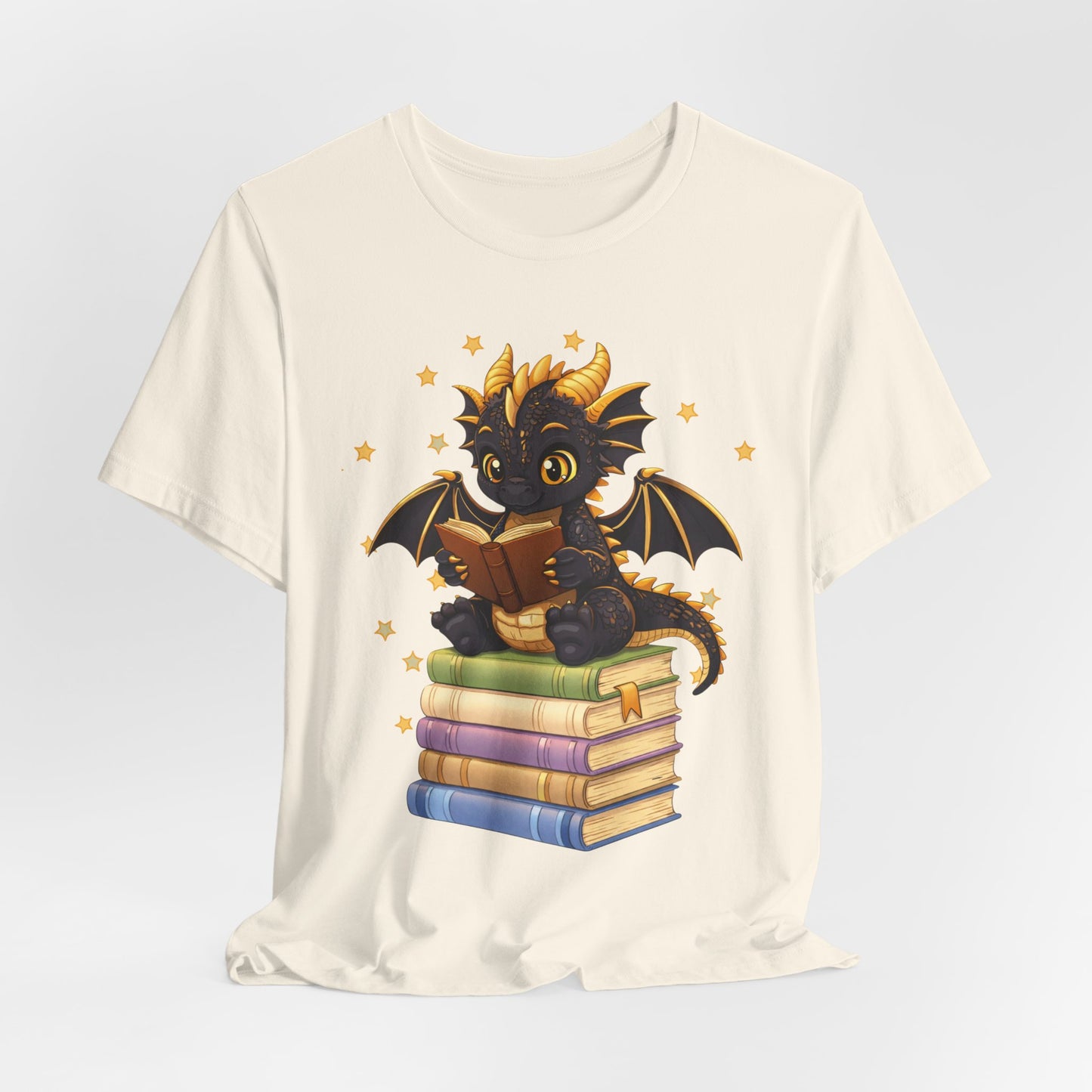 Dragon Rider Book Dragon Sitting on Books Graphic Tee