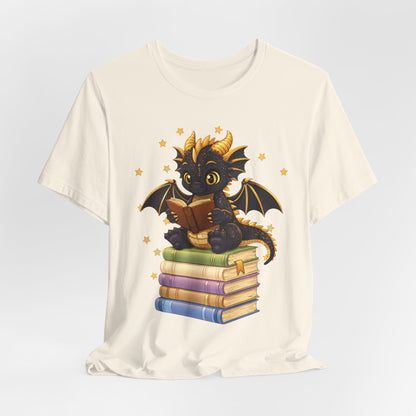 Dragon Rider Book Dragon Sitting on Books Graphic Tee