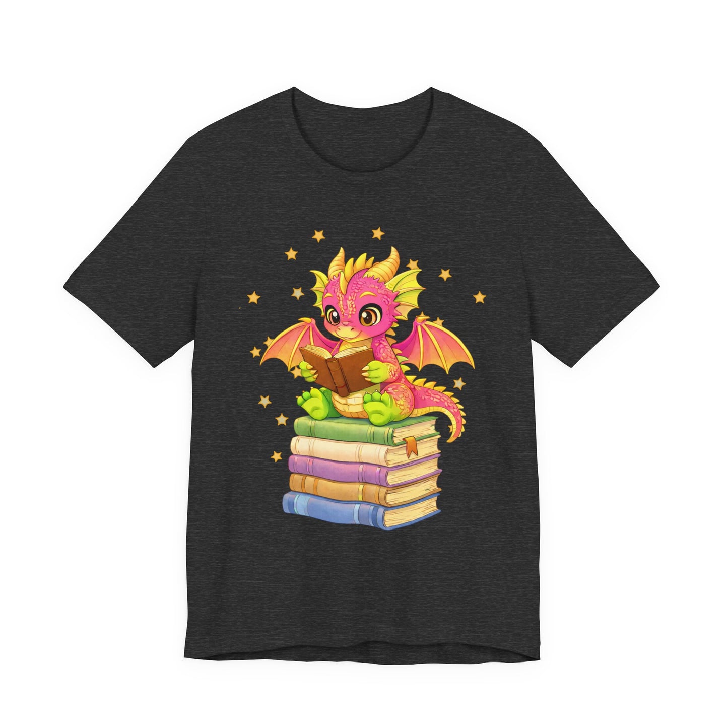 Dragon Rider Book Dragon Sitting on Books Graphic Tee