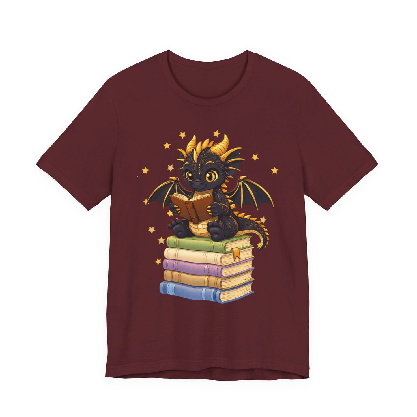 Dragon Rider Book Dragon Sitting on Books Graphic Tee