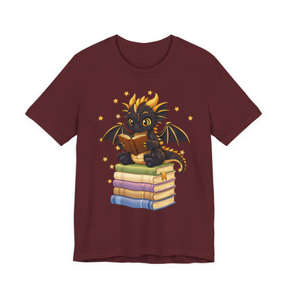 Dragon Rider Book Dragon Sitting on Books Graphic Tee