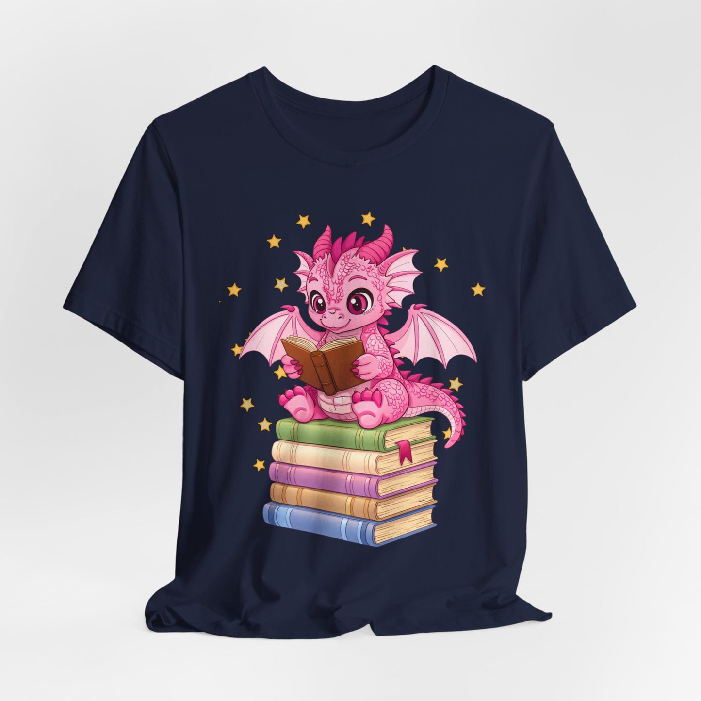 Love Book Dragon Sitting on Books Graphic Tee