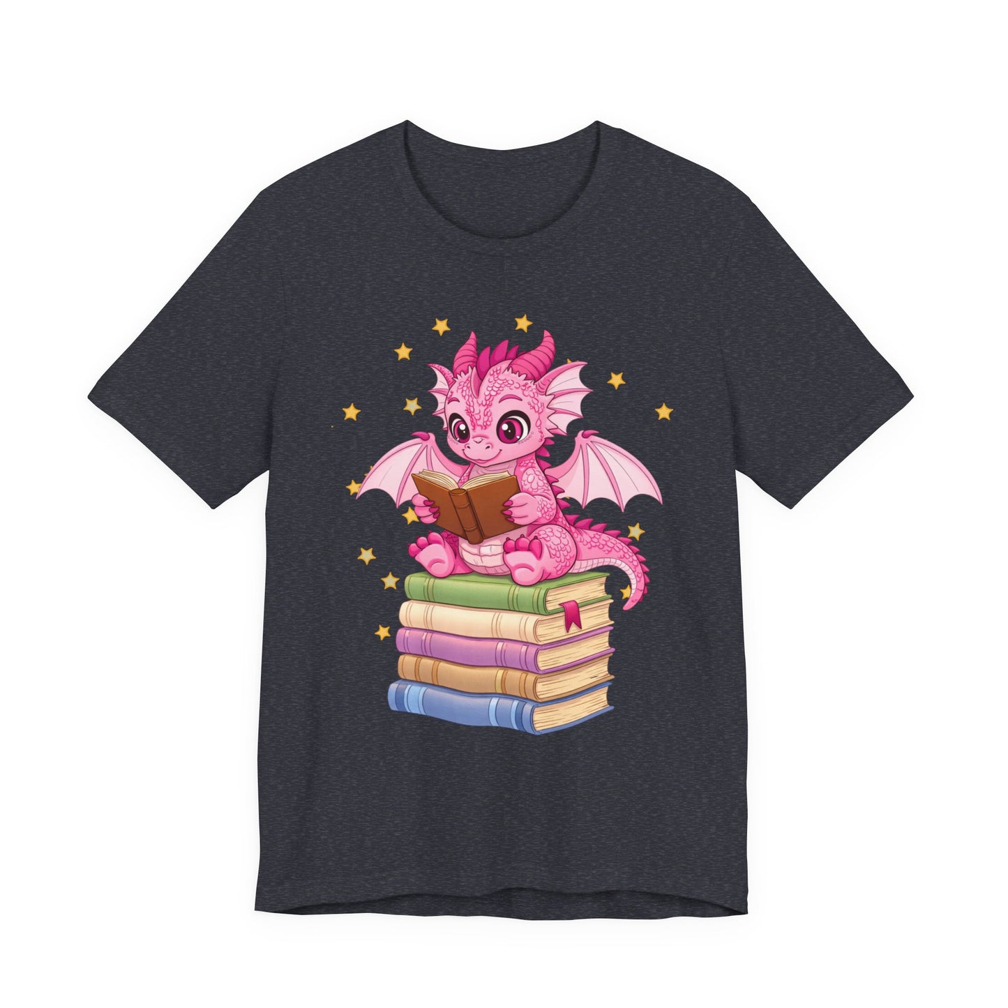 Love Book Dragon Sitting on Books Graphic Tee