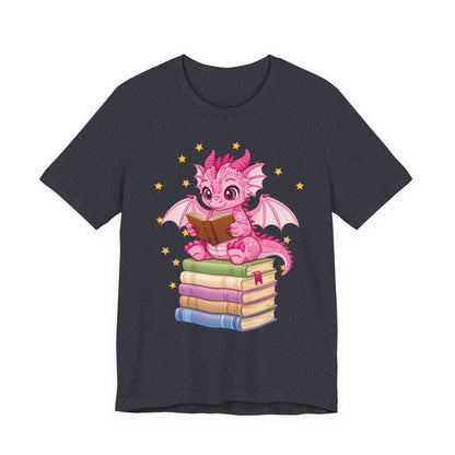 Love Book Dragon Sitting on Books Graphic Tee