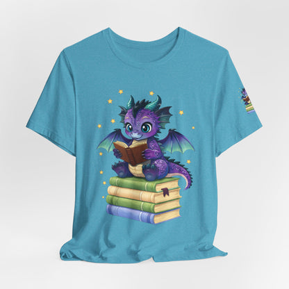 Baddie Book Dragon Sitting on Books Graphic Tee