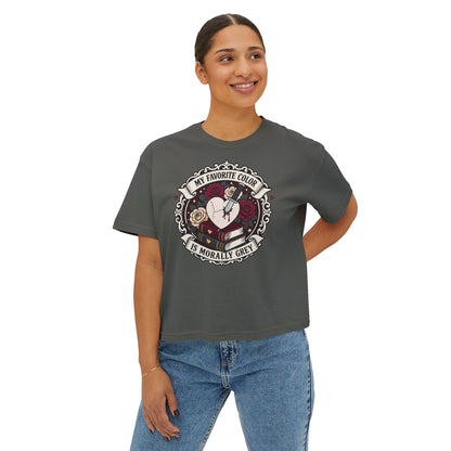Morally Grey Reading Club Boxy Tee No Refunds on Clothing
