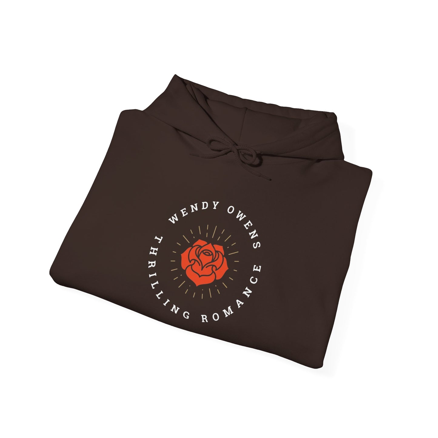 Wendy Owens Books Rose Emblem Hoodie — "Thrilling Romance" Graphic Pullover