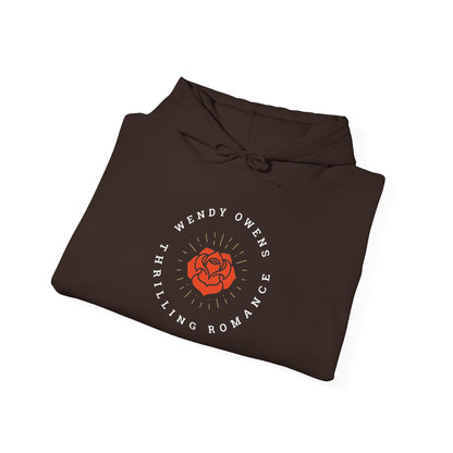 Wendy Owens Books Rose Emblem Hoodie — "Thrilling Romance" Graphic Pullover