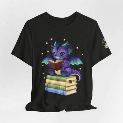 Baddie Book Dragon Sitting on Books Graphic Tee