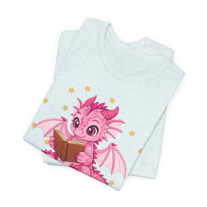 Love Book Dragon Sitting on Books Graphic Tee