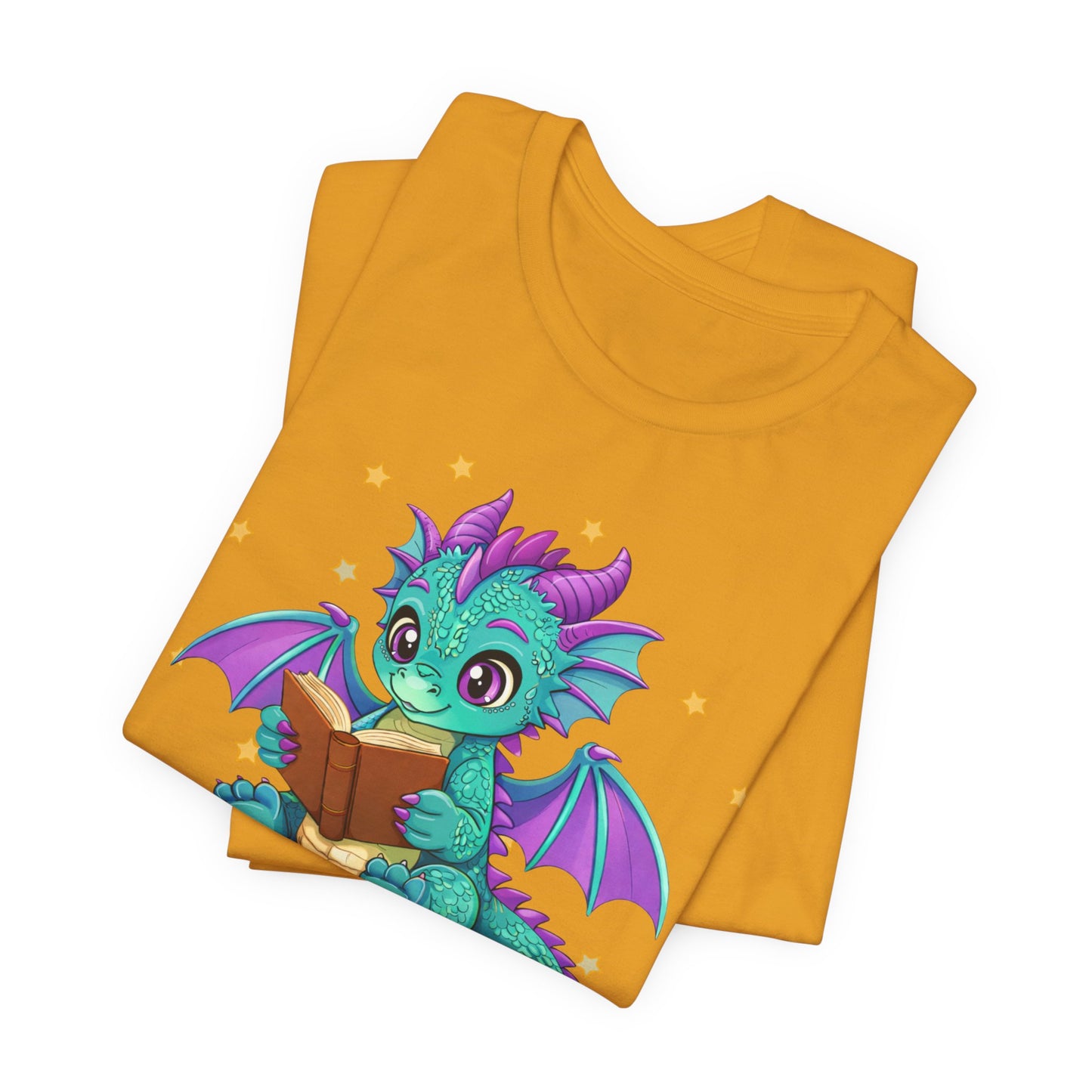 Amethyst Book Dragon Sitting on Books Graphic Tee