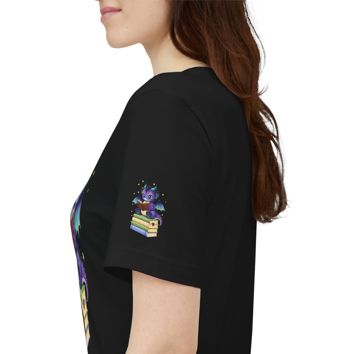 Baddie Book Dragon Sitting on Books Graphic Tee