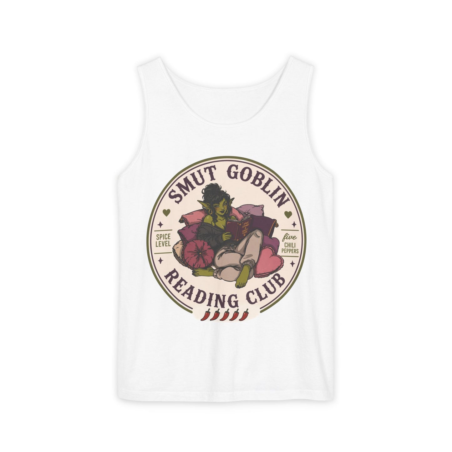Smut Goblin Reading Club Tank Top – Cute Nerdy Graphic Booklover Tee  (no returns)