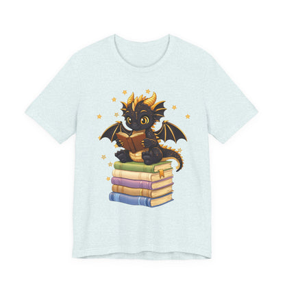Dragon Rider Book Dragon Sitting on Books Graphic Tee