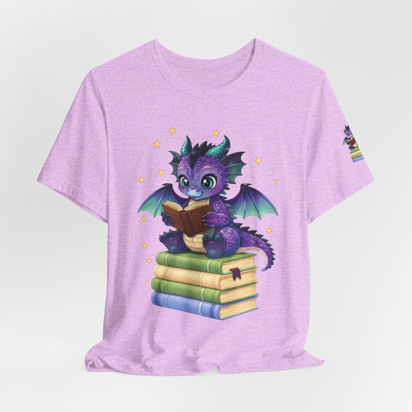 Baddie Book Dragon Sitting on Books Graphic Tee
