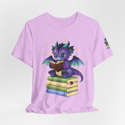 Baddie Book Dragon Sitting on Books Graphic Tee