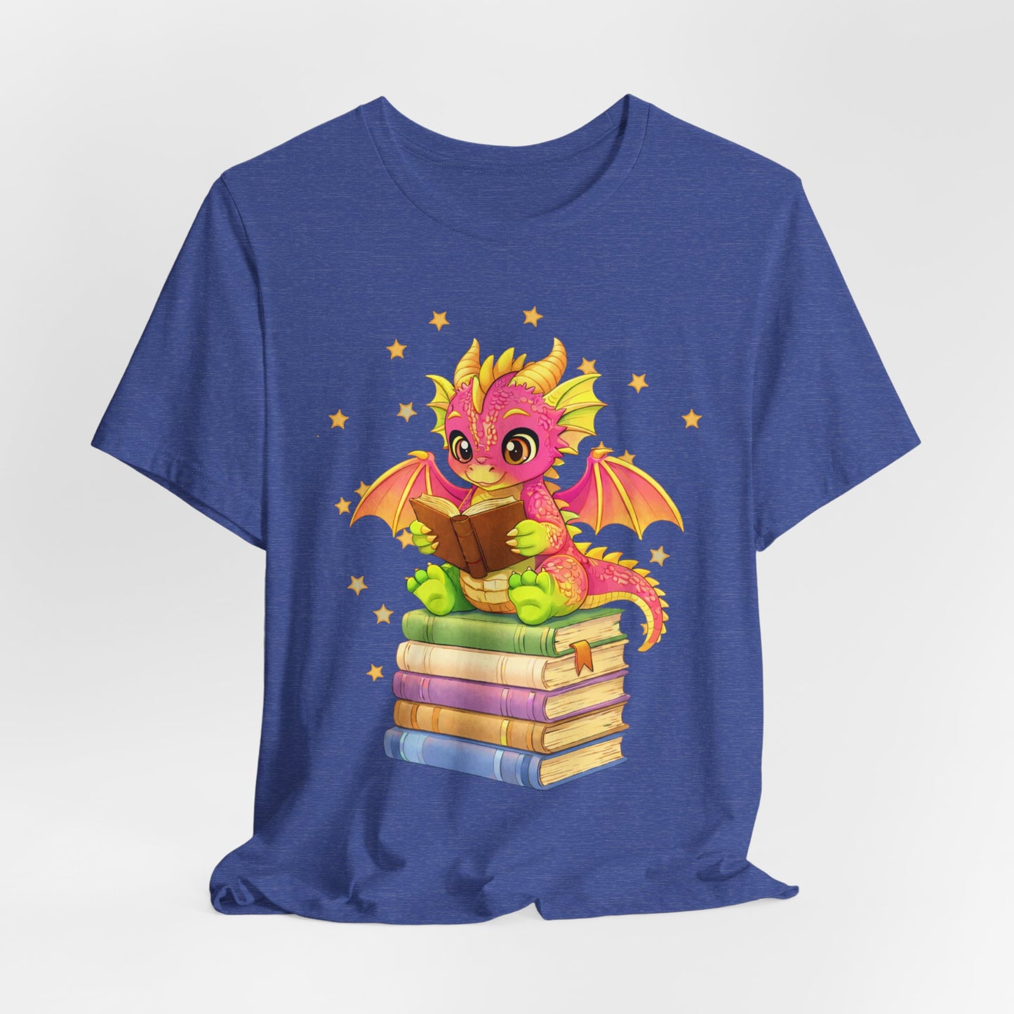 Dragon Rider Book Dragon Sitting on Books Graphic Tee