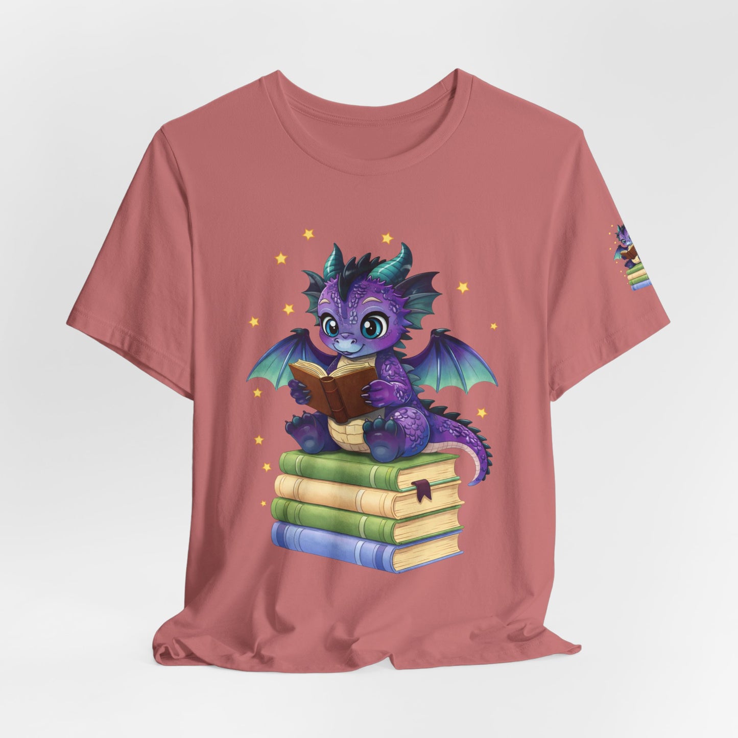Baddie Book Dragon Sitting on Books Graphic Tee