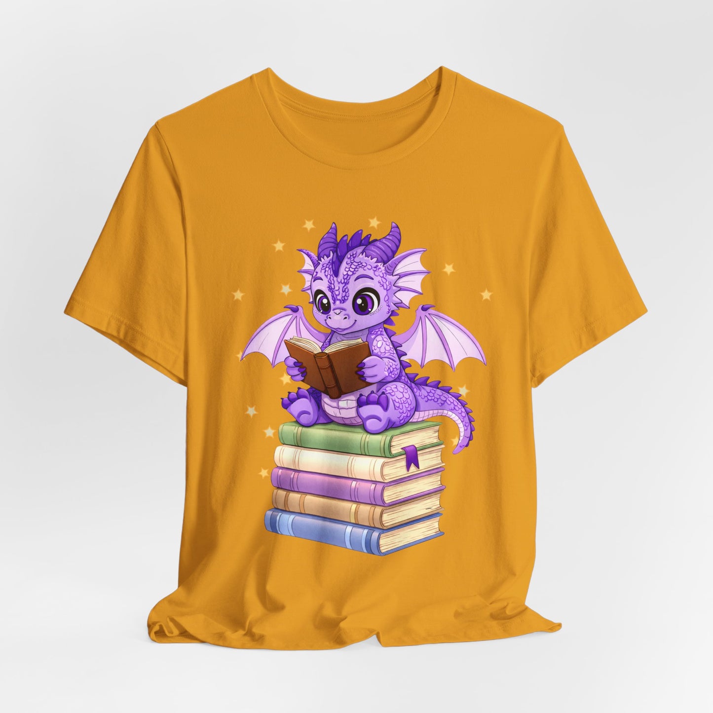 Fate Book Dragon Sitting on Books Graphic Tee