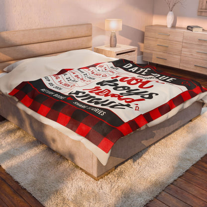 Velveteen Plush Blanket — "Hot Boys Read Smut" Library Card Throw, Cozy Plaid Reading Blanket