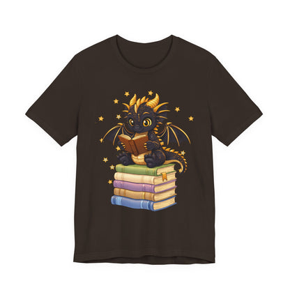 Dragon Rider Book Dragon Sitting on Books Graphic Tee