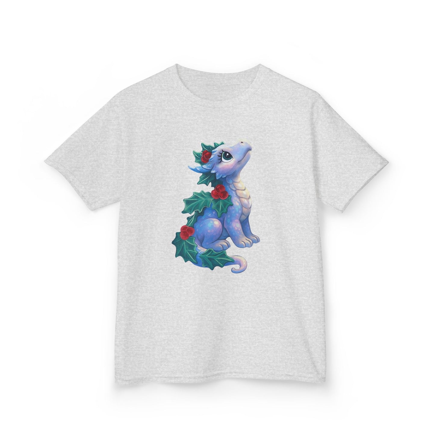 Kids Holiday Dragon Tee — Cute Festive Baby Dragon with Holly