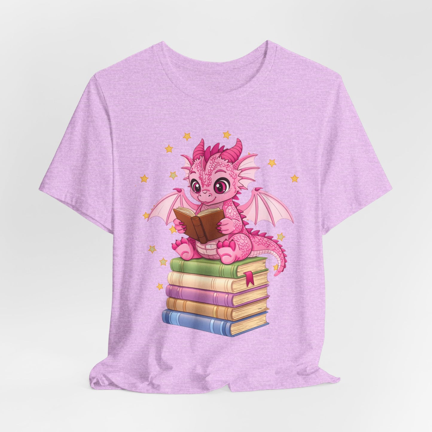 Love Book Dragon Sitting on Books Graphic Tee