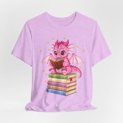 Love Book Dragon Sitting on Books Graphic Tee