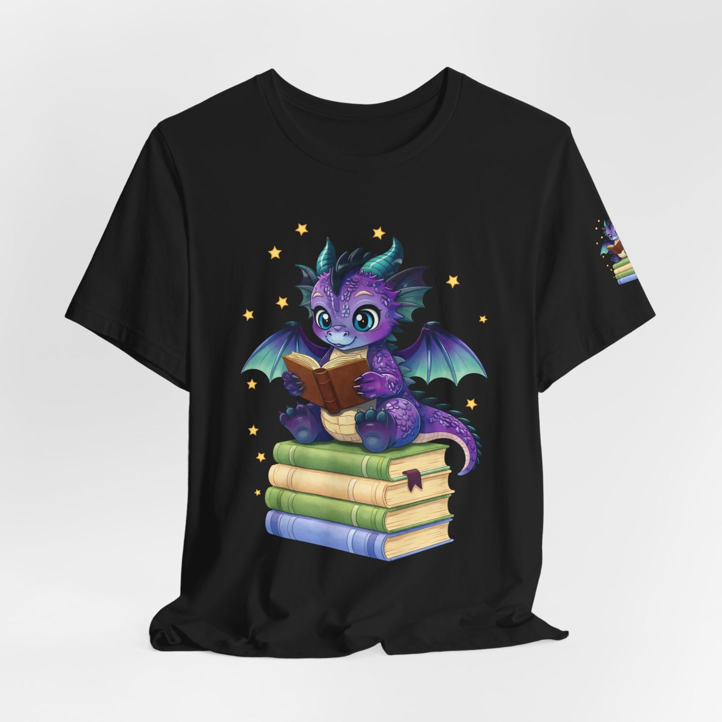 Baddie Book Dragon Sitting on Books Graphic Tee