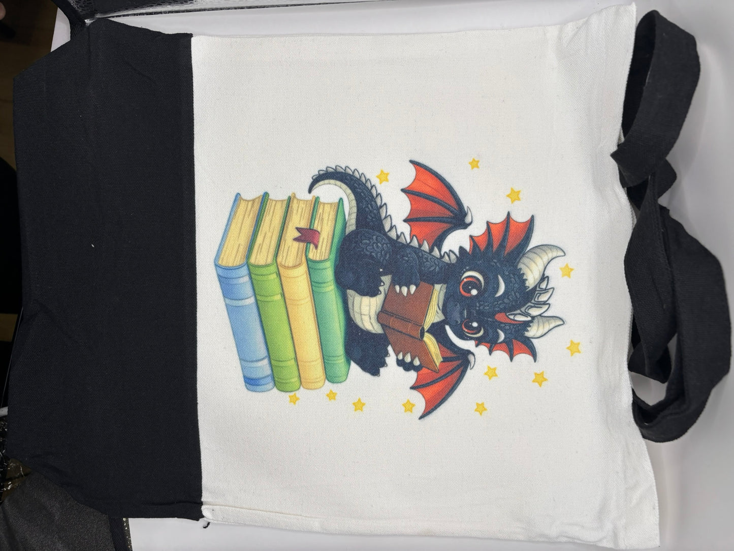 Book Dragon Canvas Totes - multiple options! Black bottom or color tote