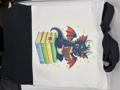 Book Dragon Canvas Totes - multiple options! Black bottom or color tote