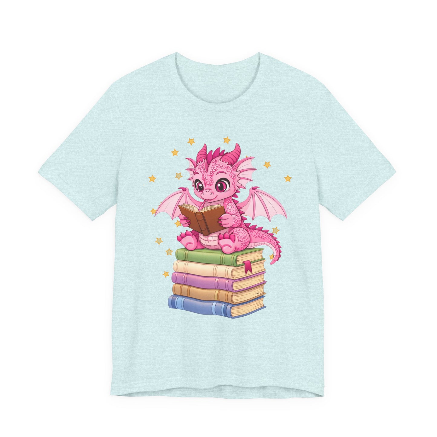 Love Book Dragon Sitting on Books Graphic Tee