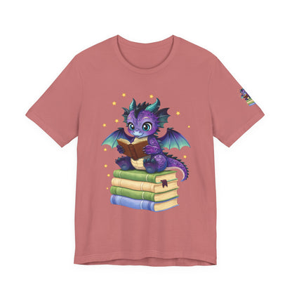 Baddie Book Dragon Sitting on Books Graphic Tee