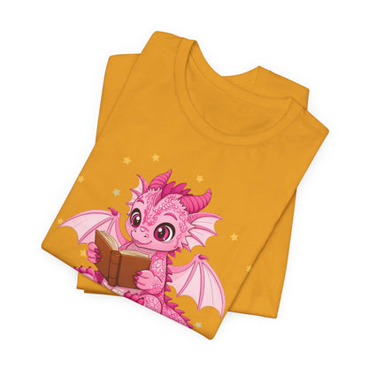 Love Book Dragon Sitting on Books Graphic Tee