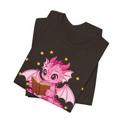 Love Book Dragon Sitting on Books Graphic Tee