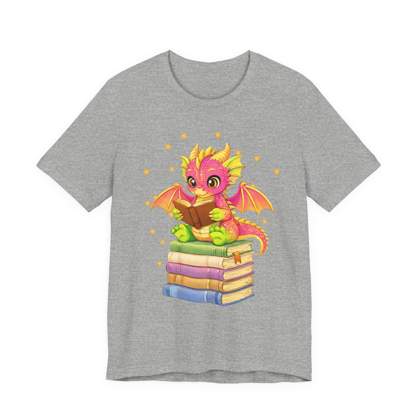 Dragon Rider Book Dragon Sitting on Books Graphic Tee