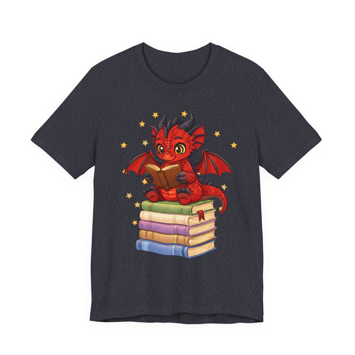 Crimson Ties Book Dragon Sitting on Books Graphic Tee