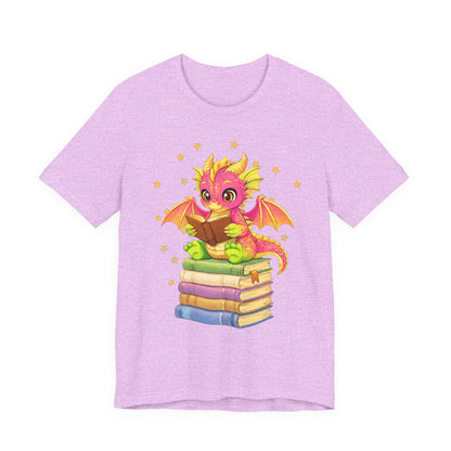 Dragon Rider Book Dragon Sitting on Books Graphic Tee
