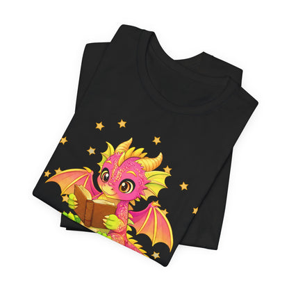 Dragon Rider Book Dragon Sitting on Books Graphic Tee