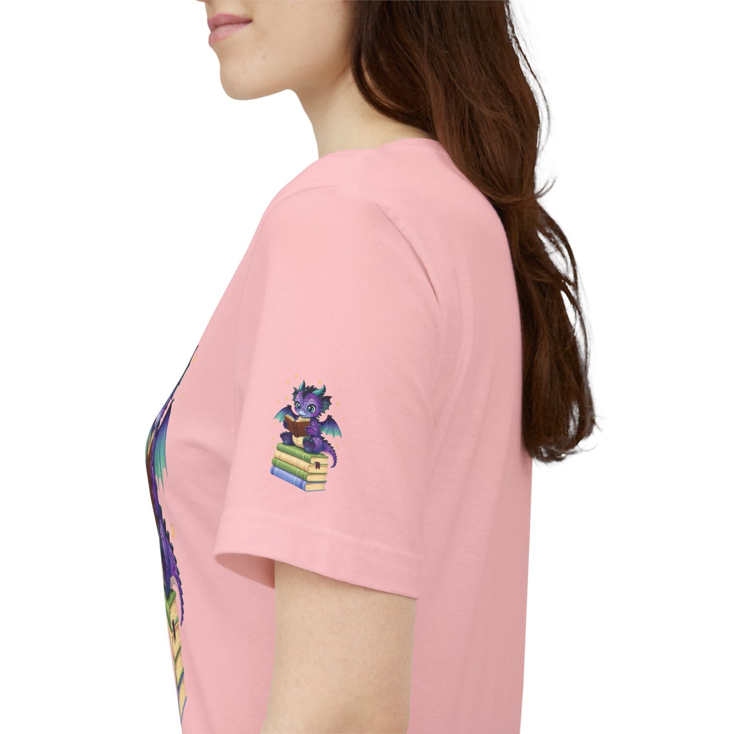 Baddie Book Dragon Sitting on Books Graphic Tee