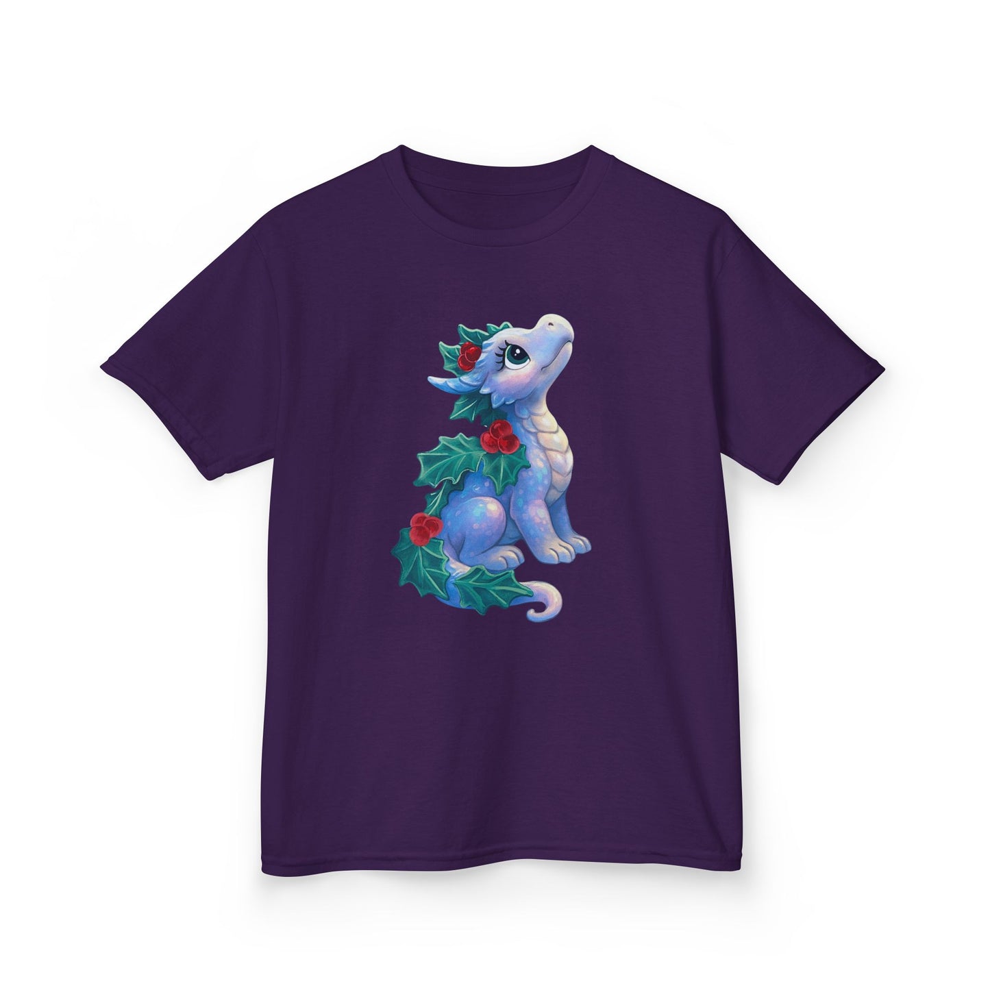Kids Holiday Dragon Tee — Cute Festive Baby Dragon with Holly